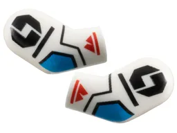 Arm, (Matching Left and Right) Pair with Black Octagons, Dark Azure Elbows and Red Sport Mountain Logos Pattern / White