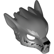 Lego Mask Wolf with Fangs, Light Bluish Gray Fur and Ears Print