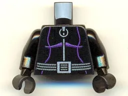Torso Batman Purple Female Outline, Ring Zipper Pull, Gray 3-Cord Belt Pattern / Black Arms / Black Hands