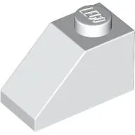 Brick Sloped 45° 2 x 1 with Bottom Pin / White