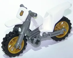 Motorcycle Dirt Bike with Flat Silver Chassis and Pearl Gold Wheels with Gold Badge Pattern (Sticker) - Set 60137