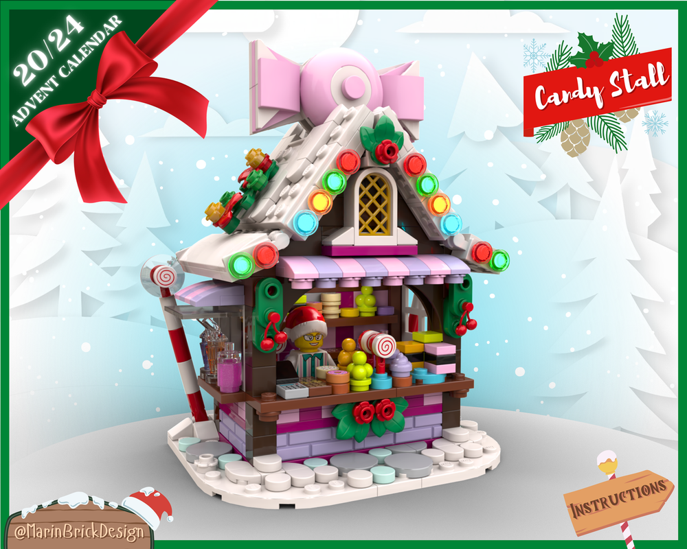 LEGO Christmas Candy Shop Stall Moc Instructions - Lego Winter Village Moc