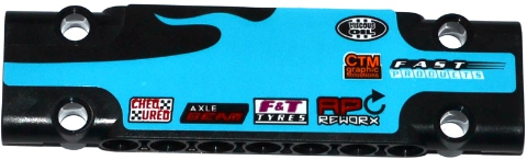 Lego Technic, Panel Plate 3 x 11 x 1 with Sponsor Logos on Medium Azure Flame Pattern Model Right Side (Sticker) - Set 42050