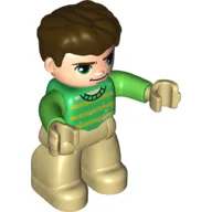 Duplo Figure with Thick Hair Combed Forward, with Lime/Green Shirt (Sandman) / Lime