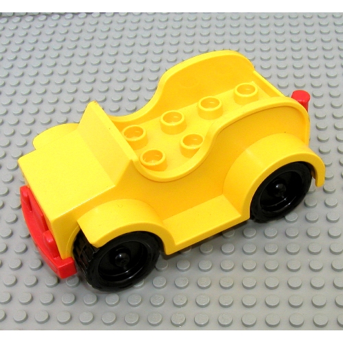 Lego Duplo Car with 2 x 4 Studs and Running Boards, Red Bumper, Black Wheels / Yellow