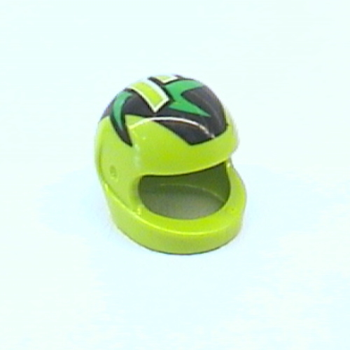 Lego Helmet, Standard with Lime 'M', Black, Red, and Green Print / Lime