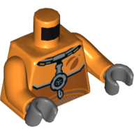 Lego Torso Space Suit, with Dark Bluish Gray Panels Print, Orange Arms, Dark Bluish Gray Hands / Orange