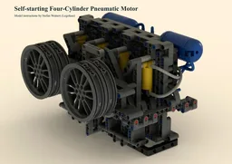 Self-starting four-cylinder pneumatic motor