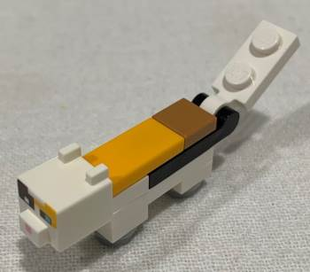 Lego Minecraft Cat, Calico (Dark Azure and White Eyes) - Brick Built