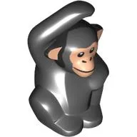 Animal, Monkey / Ape, Chimpanzee with Light Nougat Face Print / Black