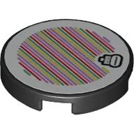 Tile Round 2 x 2 with Spike and Barcode Print (Sticker) / Black