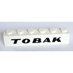 Brick 1 x 6 with 'TOBAK' Italic Bold Print / White