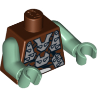 Lego Torso Armor with Spikes Print, Sand Green Arms and Hands / Reddish Brown