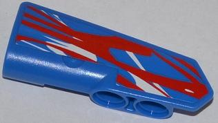 Lego Technic, Panel Fairing #22 Very Small Smooth, Side A with Red and White Swirls Pattern (Sticker) - Set 42010