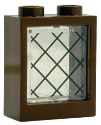 Window 1 x 2 x 2 Flat Front with Trans-Clear Glass with Black Lattice Pattern (Sticker) - Set 67451
