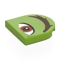 Tile Round 2 x 2 Half Circle with Reddish Brown Eye, Dark Brown Eyebrow Right Print