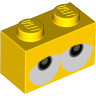 Lego Brick 1 x 2 with Drooping Eyes (Yoshi) Print / Yellow