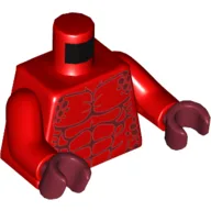 Torso Bare Chest with Muscles and Dark Red Spots Print, Red Arms, Dark Red Hands / Red
