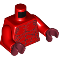 Lego Torso Bare Chest with Muscles and Dark Red Spots Print, Red Arms, Dark Red Hands / Red