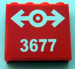 Lego Panel 1 x 4 x 3 with Side Supports - Hollow Studs with Train Logo White and '3677' Pattern (Sticker) - Set 3677