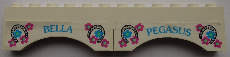 Lego Stickered Assembly 12 x 1 x 2 with 'BELLA', 'PEGASUS', Horseshoes, and Flowers Pattern (Stickers) - Set 6418