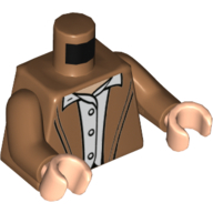 Lego Torso Coat, White Buttoned Shirt print, Medium Nougat Arms, Light Nougat Hands / Medium Nougat