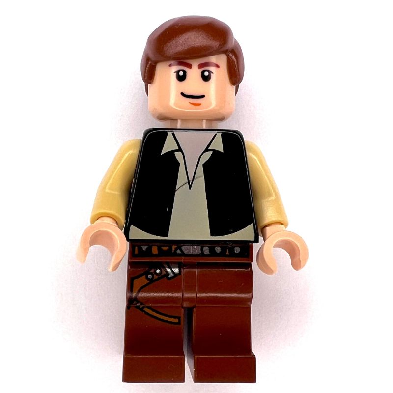 Lego Han Solo, Black Vest, Reddish Brown Legs, Black Eyes - 3626c Head