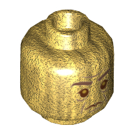 Lego Minifig Head Severus Snape, Lines Under Eyes, Angry, Downturned Mouth Print / Pearl Gold