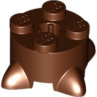 Lego Brick Round 2 x 2 Special with Roots / Reddish Brown