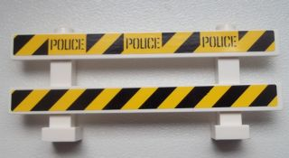 Lego Fence 1 x 8 x 2 2/3 with Black 'POLICE' on Black and Yellow Danger Stripes Pattern (Stickers) - Set 60007