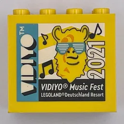 Brick 2 x 4 x 3 with 'LEGOLAND Deutschland Resort VIDIYO Music Fest 2021' Print / Yellow