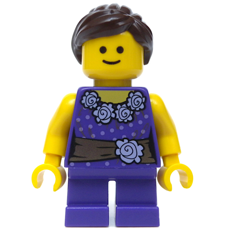 Lego Kid, Dark Purple Torso, Dark Purple Legs, Dark Brown Hair