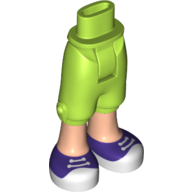 Lego Minidoll Hips and Cropped Trousers with Dark Purple Shoes Laced with White Laces Print / Lime