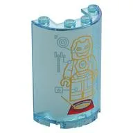Cylinder Half 2 x 4 x 5 with 1 x 2 Cutout with Gold Hologram/BluePrint of Iron-Man Print