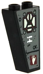 Slope, Inverted 75 2 x 1 x 3 with Line, Dots and Footprint Pattern Model Back Right Side (Sticker) - Set 70009