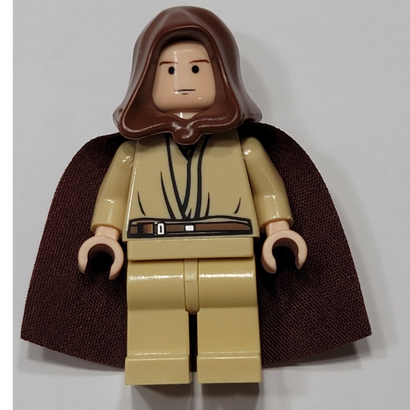 Lego Obi-Wan Kenobi, Padawan, Reddish Brown Hood and Cape, Black Eyes