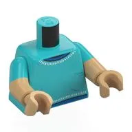 Torso, Dual Molded Arms, Sweater, White Trim, Blue Shirt Print, Medium Azure Sleeves Pattern, Warm Tan Arms and Hands / Medium Azure