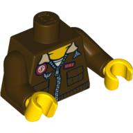 Lego Torso Aviator Jacket with Eagle and 'SMH' Print on Back, Dark Brown Arms, Yellow Hands / Dark Brown