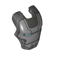 Lego Headwear Accessory Visor Top Hinge, Rounded, with Blue Eyes Print (Iron Man) / Pearl Titanium