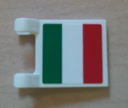 Flag 2 x 2 Square with Flat Edge with Italian Flag Pattern on One Side (Sticker) - Set 8423, 8679