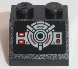 Slope 45 2 x 2 with Red Buttons and Wheel with Levers Pattern (Sticker) - Set 75190
