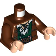 Torso Jacket over Dark Green Vest and White Shirt Print, Reddish Brown Arms, Light Nougat Hands / Reddish Brown