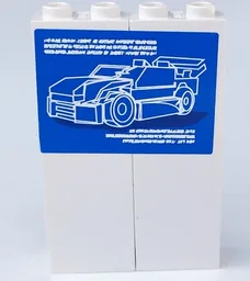Stickered Assembly 4 x 1 x 5 with Blue and Black Car Posters Pattern on Both Sides (Stickers) - Set 8681