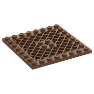 Lego Plate Special 8 x 8 with Grille [Hole in Center] / Reddish Brown