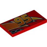 Tile 2 x 4 with Lightning and 95 Print (Right) / Red