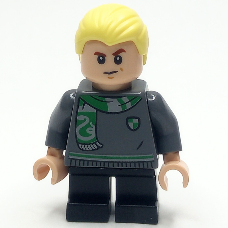 Lego Draco Malfoy, Short Legs, Dark Bluish Grey Sweater, Scarf