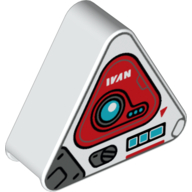 Lego Duplo Brick 1 x 3 x 2 Triangle with Silver and Red Panels, Dark Azure Circle, White 'IVAN' Print / White