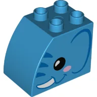 Duplo Brick 2 x 3 x 2 with Curved Top with Elephant Face Print / Dark Azure