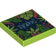 Tile 2 x 2 with Tropical Plants Print / Lime