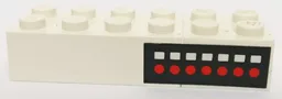 Stickered Assembly 6 x 2 x 1 with 7 White Rectangles and Red Dots on Black Background Pattern (Sticker) - Set 4025
